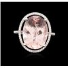Image 1 : 14KT White Gold 8.01ct Kunzite and Diamond Ring