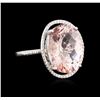Image 2 : 14KT White Gold 8.01ct Kunzite and Diamond Ring