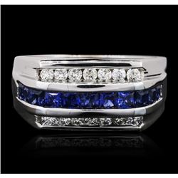 14KT White Gold 1.00ctw Sapphire and Diamond Ring