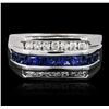 Image 1 : 14KT White Gold 1.00ctw Sapphire and Diamond Ring