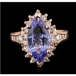 14KT Rose Gold 3.06ct Tanzanite and Diamond Ring