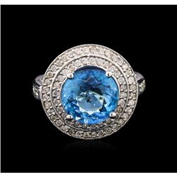 8.37ct Blue Tourmaline and Diamond Ring - 14KT White Gold