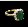 Image 2 : 4.00ct Emerald and Diamond Ring - 14KT Yellow Gold