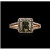 Image 1 : 14KT Rose Gold 2.63ctw Fancy Green Diamond Ring