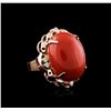 Image 2 : 14KT Rose Gold 20.93ct Coral and Diamond Ring