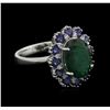 Image 2 : 3.48ct Emerald, Sapphire and Diamond Ring - 14KT White Gold