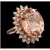 Image 2 : 14KT Rose Gold 26.21ct GIA Certified Morganite and Diamond Ring