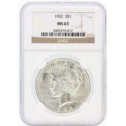 1922 NGC MS63 Peace Silver Dollar