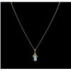Image 1 : 0.57ct Opal and Diamond Pendant With Chain - 14KT Yellow Gold