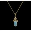 Image 2 : 0.57ct Opal and Diamond Pendant With Chain - 14KT Yellow Gold