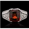 Image 1 : 14KT White Gold 3.50ct Garnet and Diamond Ring