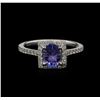 Image 1 : 0.78ct Tanzanite and Diamond Ring - 14KT White Gold