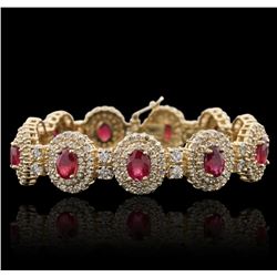 14KT Yellow Gold 10.89ctw Ruby and Diamond Bracelet