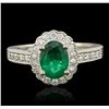 Image 1 : 14KT White Gold 1.15ct Emerald and Diamond Ring