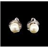 Image 1 : Pearl and Diamond Earrings - 18KT White Gold