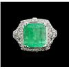 5.87ct Emerald and Diamond Ring - 14KT White Gold