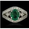 Image 1 : 14KT White Gold 1.54ct Emerald and Diamond Ring