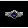 Image 1 : 18KT White Gold 0.73ct Sapphire and Diamond Ring