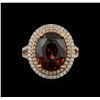 Image 1 : 11.69ct Red Zircon and Diamond Ring - 14KT Rose Gold