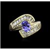 Image 1 : 0.96ct Tanzanite and Diamond Ring - 14KT Yellow Gold