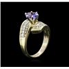 Image 3 : 0.96ct Tanzanite and Diamond Ring - 14KT Yellow Gold