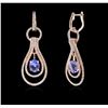 Image 2 : 14KT Rose Gold 2.50ctw Tanzanite and Diamond Earrings