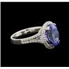 Image 2 : 4.65ct Tanzanite and Diamond Ring - 14KT White Gold