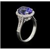 Image 3 : 4.65ct Tanzanite and Diamond Ring - 14KT White Gold