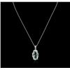 Image 1 : 14KT White Gold 13.00ct Aquamarine and Diamond Pendant With Chain