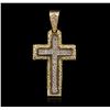 Image 1 : 14KT Yellow Gold 0.24ctw Diamond Cross Pendant