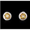 Image 1 : 18KT White Gold 1.90ctw Yellow Sapphire and Diamond Earrings