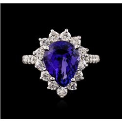 14KT White Gold 4.48ct Tanzanite and Diamond Ring