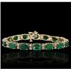 14KT Yellow Gold 11.84ctw Emerald and Diamond Bracelet