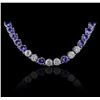 Image 2 : 14KT White Gold 31.90ctw Tanzanite and Diamond Necklace