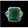 Image 1 : 14KT White Gold 9.35ct Emerald and Diamond Ring