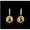 Image 1 : 14KT White Gold 15.20ctw Citrine and Diamond Earrings