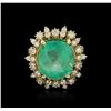 Image 1 : 14KT Yellow Gold GIA Certified 10.00ct Emerald and Diamond Ring