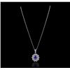 Image 2 : 14KT White Gold 3.40ct Tanzanite and Diamond Pendant With Chain