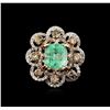 Image 1 : 14KT White Gold 2.96ct Emerald and Diamond Ring