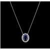 Image 1 : 25.71ct Sapphire and Diamond Pendant With Chain - 14KT White Gold