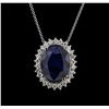 Image 2 : 25.71ct Sapphire and Diamond Pendant With Chain - 14KT White Gold
