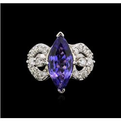 4.00ct Tanzanite and Diamond Ring - 14KT White Gold