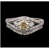 Image 1 : 14KT White Gold 1.32ctw Diamond Ring and Guard