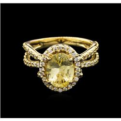 2.37ct Yellow Sapphire and Diamond Ring - 14KT Yellow Gold