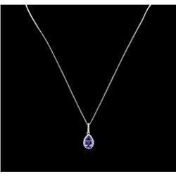 2.30ct Tanzanite and Diamond Pendant With Chain - 14KT White Gold