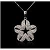 Image 1 : 18KT White Gold 0.59ctw Diamond Pendant With Chain