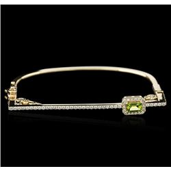 14KT Yellow Gold 0.69ct Peridot and Diamond Bracelet