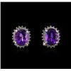 14KT White Gold 3.42ctw Amethyst and Diamond Earrings
