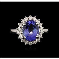 14KT White Gold 3.87ct Tanzanite and Diamond Ring