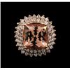 Image 1 : 10.55ct Morganite and Diamond Ring - 14KT Rose Gold